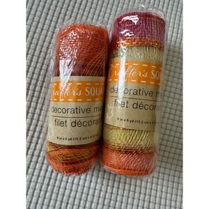 Set Of 2 Crafters Square Decorative Mesh Rolls Orange Pink Yellow New‎